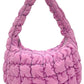Pink Compact quilted bag crafted from durable 100% polyester with a timeless solid design. Measuring 8.7" x 11.8" x 3.15", it's the perfect size for everyday essentials, travel accessories, or as a versatile organizer. The quilted texture adds visual interest and subtle structure. Ideal for on-the-go convenience with a sleek, minimalist aesthetic that pairs effortlessly with any outfit.