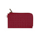 Faux Leather Basket Weave Flat Card Holder Wallet with Wristlet - Burgundy - Wallets