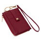 Faux Leather Basket Weave Flat Card Holder Wallet with Wristlet - Wallets