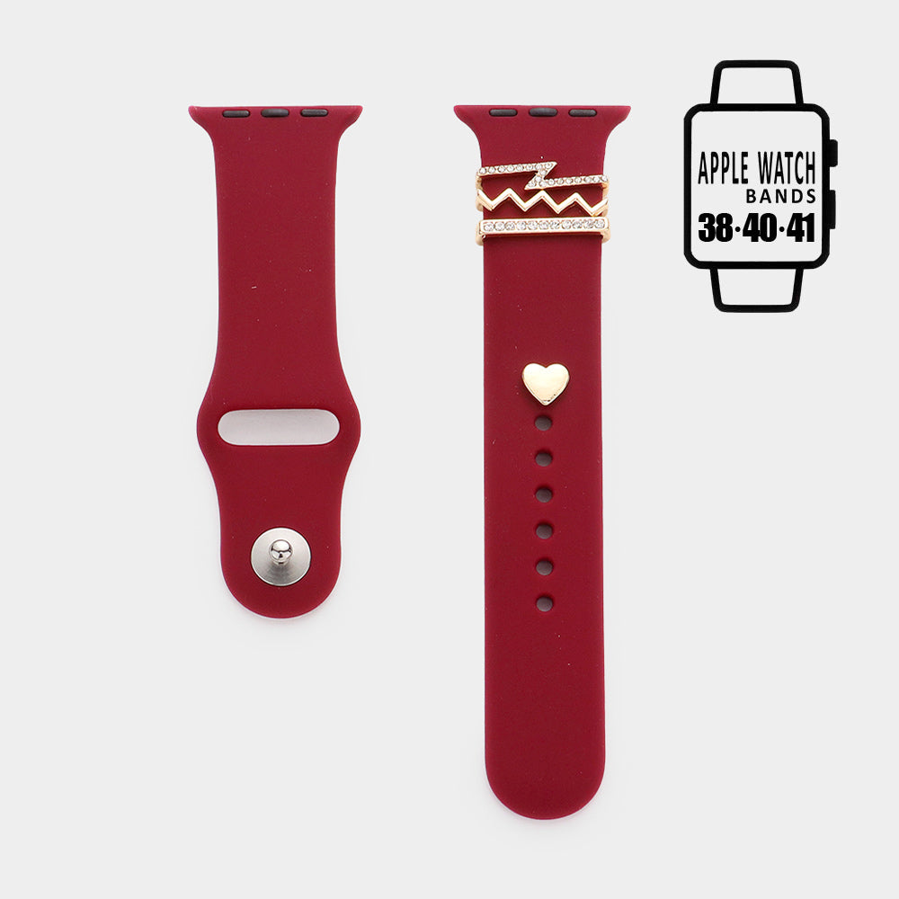 Burgundy Heart Pointed Apple Watch Silicone Band adds a touch of elegance and personality to your Apple Watch. The pointed design brings a unique and stylish element to your device. Made of durable silicone, it offers a comfortable and secure fit for all-day wear. Show off your individuality with this beautiful band.