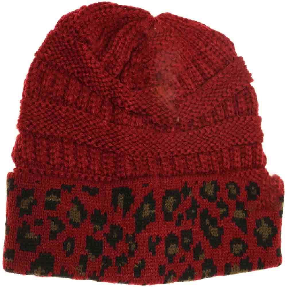Burgundy Matching Cuff Leopard Print CC Beanie combines expert craftsmanship with standout style. Designed with a comfortable cuff and eye-catching leopard pattern, this beanie offers reliable warmth and a fashionable look. Its stretchy fabric ensures a secure fit for extended wear, making it an ideal accessory for cool weather while enhancing your seasonal wardrobe with a touch of wild sophistication. 