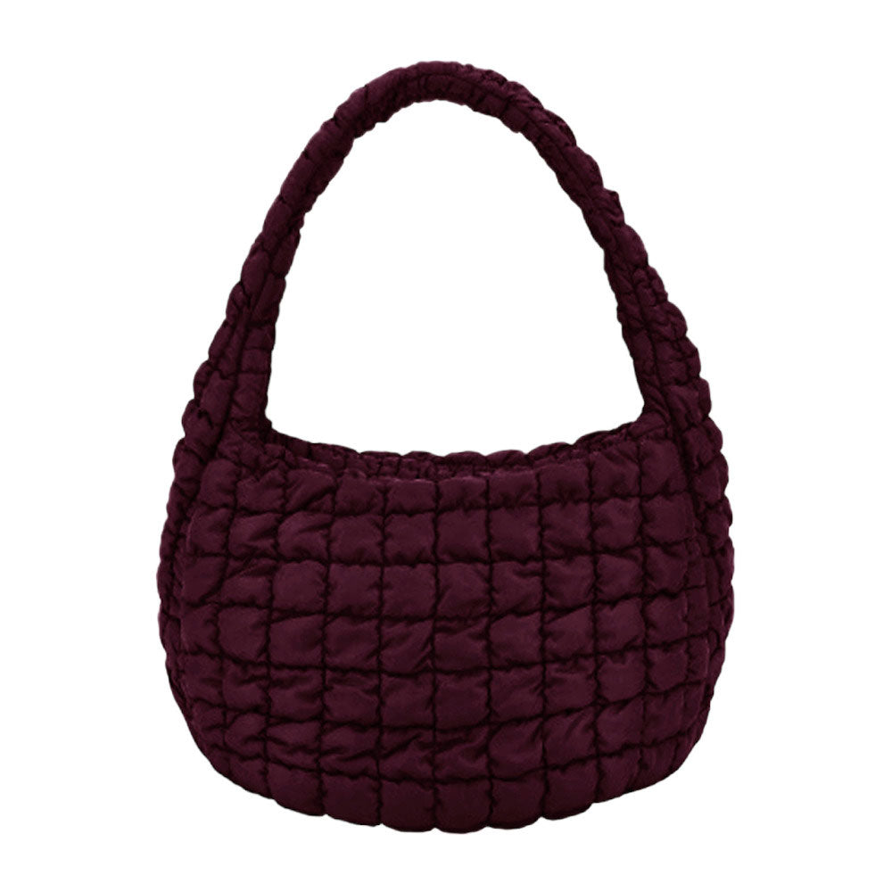 Burgundy Quilted Puffer Shoulder Crossbody Bag, Stay warm and stylish with this bag. Made of durable material, it is insulated to keep you cozy in the coldest conditions. The shoulder straps make it comfortable and convenient to carry, so you can bring everything you need with ease. Perfect for gifting on every occasion.