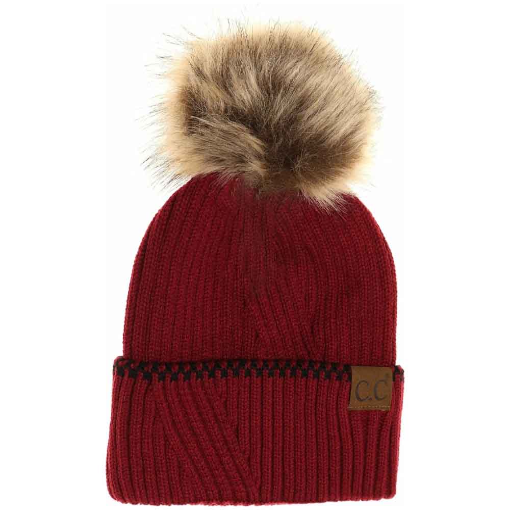 Burgundy Ribbed Knit Beanie with Accented combines classic texture with subtle accent details for a refined look. Crafted from soft, stretchable yarn, it offers a comfortable, snug fit that retains warmth in cooler weather. Its versatile design makes it an expert choice for layering during outdoor activities or adding a polished touch to casual outfits. Durable and easy to pair, this beanie strikes a balance between functionality and understated style