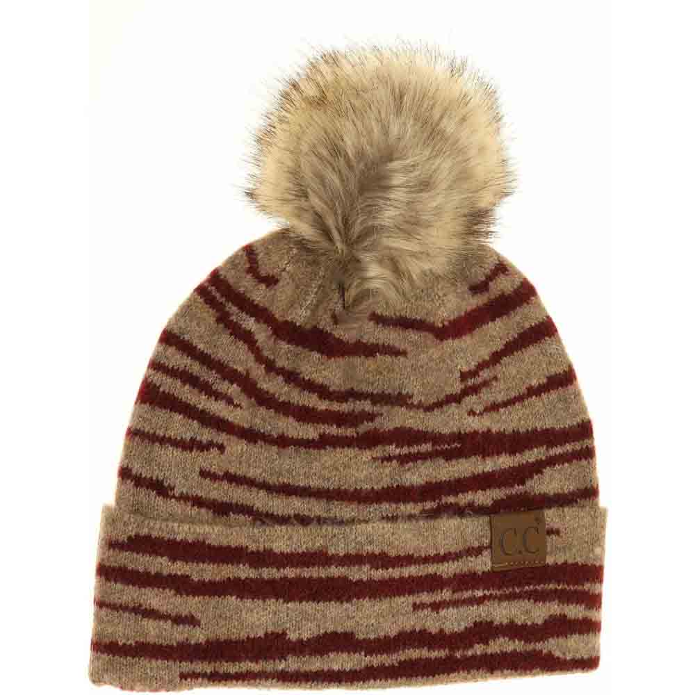 Burgundy Zebra Pattern Faux Fur Pom Beanie offers a refined blend of style and warmth. Made from high-quality faux fur, it features a distinctive zebra print that elevates your winter accessories. The soft pom adds volume and a fashionable touch, while the beanie’s design ensures a comfortable, secure fit. Ideal for those seeking expert-level winter wear with a bold, animal-inspired aesthetic. 