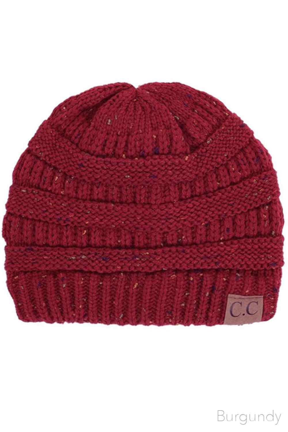 Burgundy Stay warm with timeless style in this C.C Confetti Cable Knit Beanie. Crafted from 100% soft acrylic, the classic cable knit texture provides excellent insulation while maintaining breathability for all-day comfort. The playful confetti detailing adds visual interest to this versatile essential. Lightweight yet durable, this beanie transitions seamlessly from casual outings to outdoor adventures, making it a reliable choice for any season.