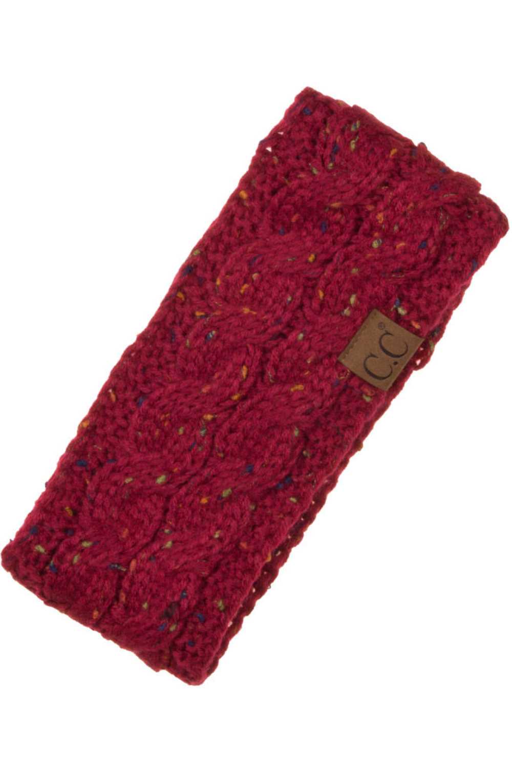 Burgundy Cozy up with the C.C Chunky Knit Confetti Sherpa Lined Headband, the perfect blend of warmth and style. Crafted from 100% acrylic, this headband features a chunky knit exterior with a soft sherpa lining for maximum comfort against your skin. The playful confetti pattern adds a fun pop of color to any winter outfit. One size fits most, making it an easy grab-and-go accessory for chilly days. Whether you're heading out for a quick errand or settling in for the season, this headband keeps you warm wit