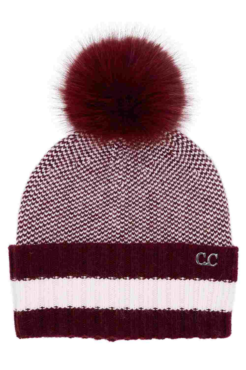 Burgundy C.C Bead Embellishments Angora Cuff Beanie showcases a soft angora knit finished with delicate bead detailing for a stylish touch of sparkle. Designed with a cozy cuff and stretch fit, it keeps you warm and comfortable while elevating your winter look effortlessly.