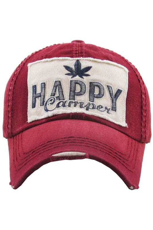 Burgundy The HAPPY CAMPER Leaf Baseball Cap features a fun leaf graphic that adds a relaxed, outdoor-inspired touch to your casual look. Designed for everyday comfort, it offers a classic fit that’s perfect for travel, weekends, and laid-back adventures.