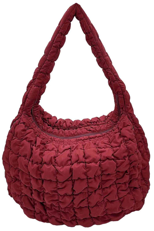 Burgundy Carry your essentials in style with this Large Quilted Solid Bag. Crafted from durable 100% polyester with a classic quilted design, it offers a sleek, versatile look that complements any outfit. The adjustable sling strap allows for comfortable crossbody wear, making it perfect for everyday errands, travel, or casual outings.