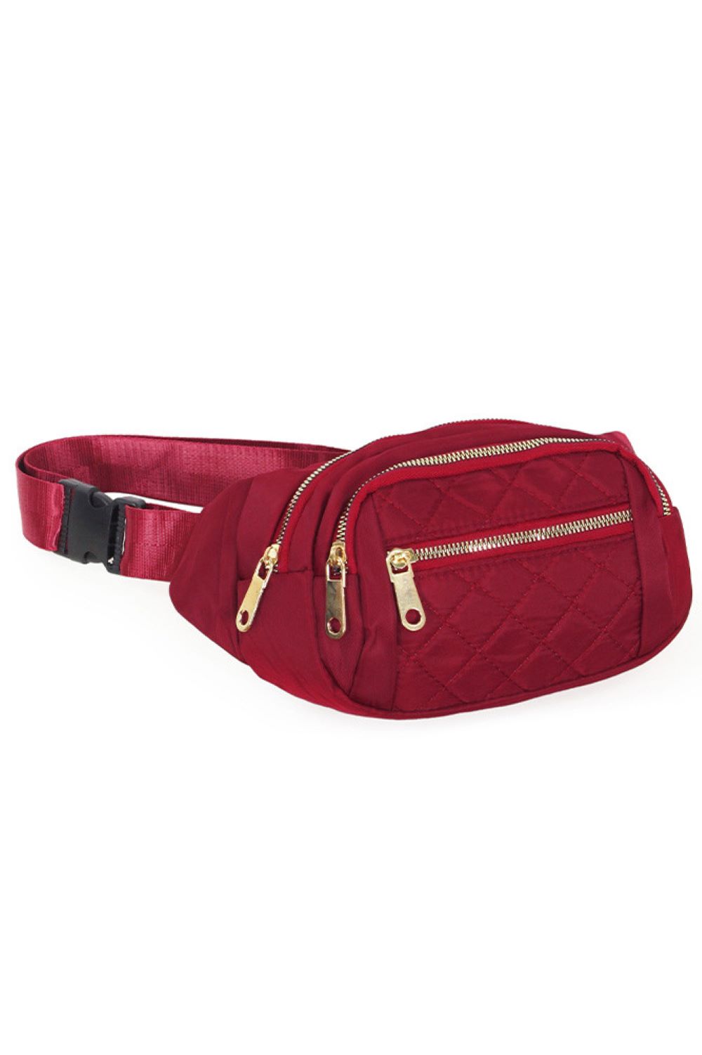 Burgundy Carry your essentials in style with this quilted multi-pocket belt bag. Crafted from durable 100% nylon, it features multiple compartments to keep your phone, keys, and valuables organized and within reach. The compact 7.75" x 5.75" x 1.5" design fits comfortably at your waist, making it perfect for travel, festivals, or everyday adventures. Lightweight and practical, this belt bag combines functionality with a modern quilted aesthetic.