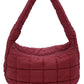 Burgundy Compact quilted bag crafted from durable 100% polyester with a timeless solid design. Measuring 8.7" x 11.8" x 3.15", it's the perfect size for everyday essentials, travel accessories, or as a versatile organizer. The quilted texture adds visual interest and subtle structure. Ideal for on-the-go convenience with a sleek, minimalist aesthetic that pairs effortlessly with any outfit.