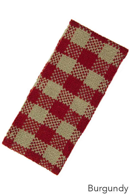 Burgundy Stay warm and stylish with this checked pattern knit headband. Crafted from soft, durable 100% acrylic, it offers cozy comfort for chilly days. The generous 4" x 8.6" size fits most head sizes with a comfortable stretch. Perfect for outdoor activities, casual wear, or layering under hats. Machine washable for easy care.