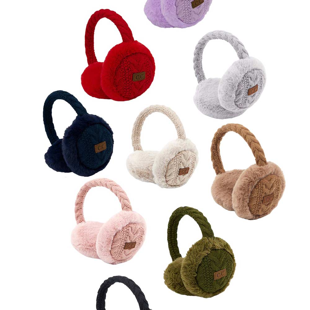 C.C Women's Cable Knit Faux Fur Earmuff