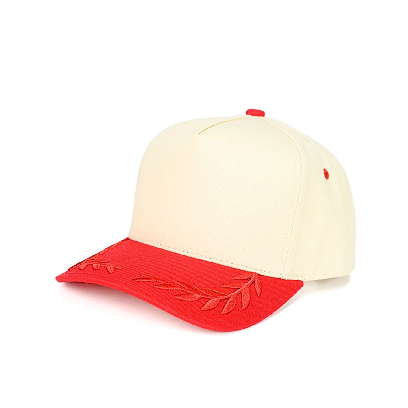 Red The C.C Captain Oak Leaves Embroidered Trucker Hat Baseball Cap features detailed oak leaf embroidery for a distinctive, outdoors-inspired look. Designed with a breathable mesh back and adjustable snap closure, it offers lightweight comfort and a customizable fit for everyday wear.