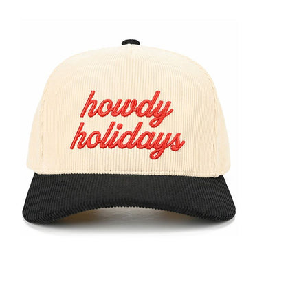 Black The C.C HOWDY HOLIDAYS Letter Trucker Cap features cheerful holiday-themed embroidered lettering for a fun, festive look. With a breathable mesh back and adjustable snap closure, it provides lightweight comfort and a customizable fit for everyday wear.