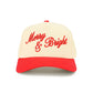 Red Dark Green The C.C Merry &amp; Bright Letter Two-Tone Trucker Cap features a festive “Merry &amp; Bright” letter design with a stylish two-tone color combination for a cheerful, seasonal look. Designed with a breathable mesh back and adjustable snap closure, it offers lightweight comfort and a customizable fit for everyday wear.