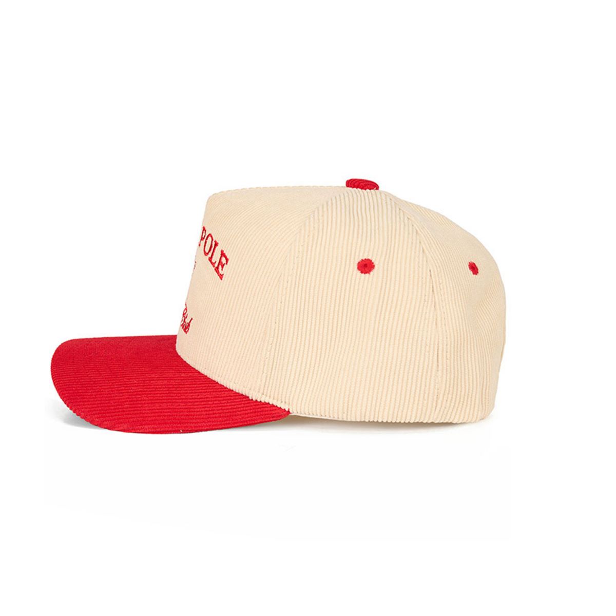 Red The C.C NORTH POLE SOCIAL CLUB Letter Trucker Cap showcases playful embroidered lettering that adds a festive touch to any casual outfit. Designed with a breathable mesh back and adjustable snap closure, it offers all-day comfort and a secure, customizable fit.