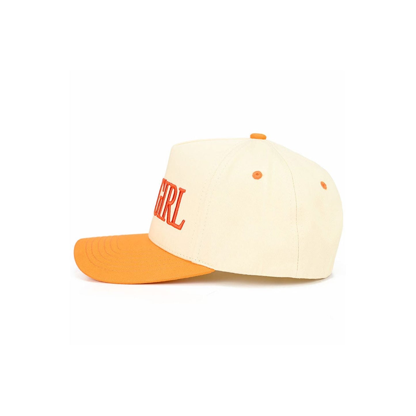 Orange The C.C SHOWGIRL Letter Two-Tone Trucker Cap features bold “SHOWGIRL” lettering with a stylish two-tone design for a standout, fashion-forward look. Finished with a breathable mesh back and adjustable snap closure, it offers lightweight comfort and a customizable fit for everyday wear.