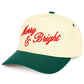 Dark Green The C.C Merry &amp; Bright Letter Two-Tone Trucker Cap features a festive “Merry &amp; Bright” letter design with a stylish two-tone color combination for a cheerful, seasonal look. Designed with a breathable mesh back and adjustable snap closure, it offers lightweight comfort and a customizable fit for everyday wear.