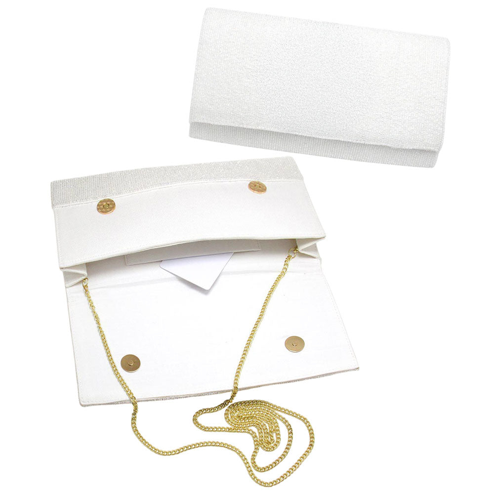 Madeline Love White Smile Patterned Seed Beaded Clutch / Crossbody Bag - Bags & Wallets - extra