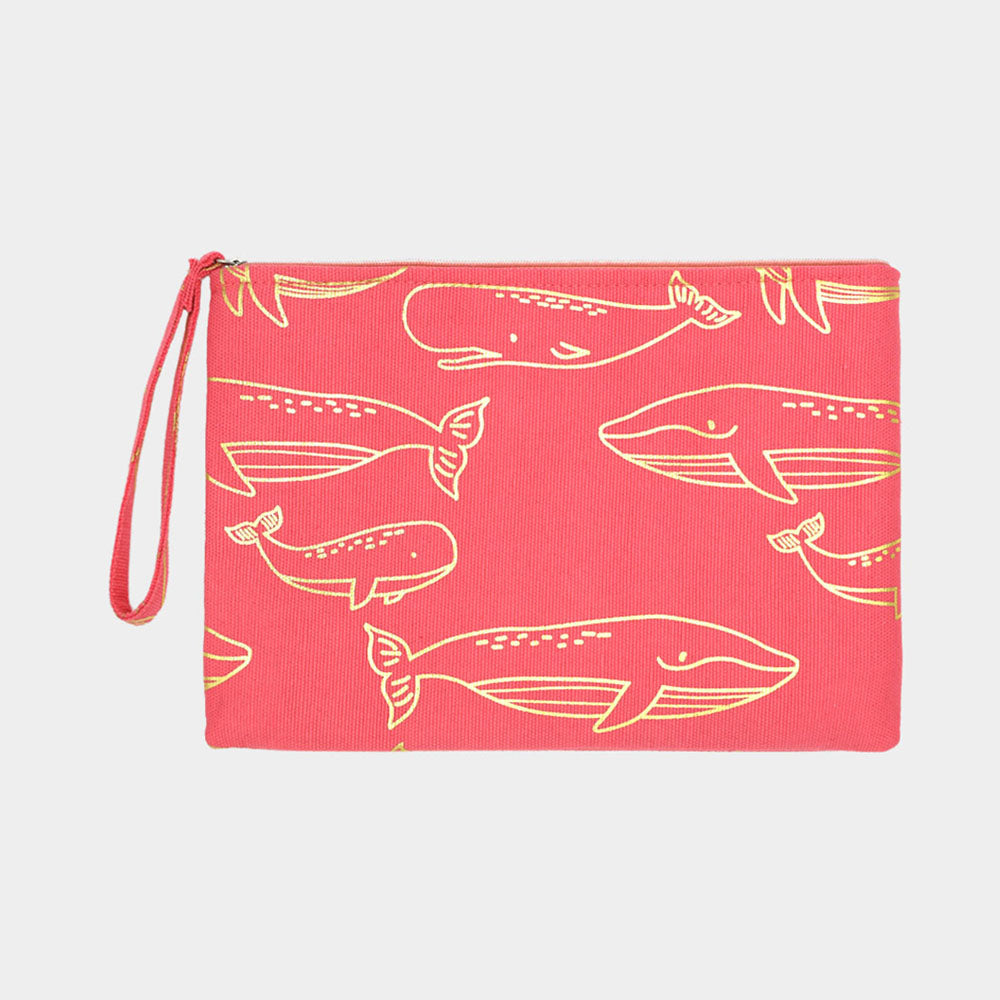 Madeline Love Coral Metallic Whale Pouch Clutch Bag - Bags & Wallets