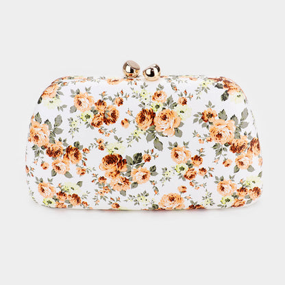 Madeline Love Peach Flower Pattern Faux Leather Clutch Bag - Bags & Wallets