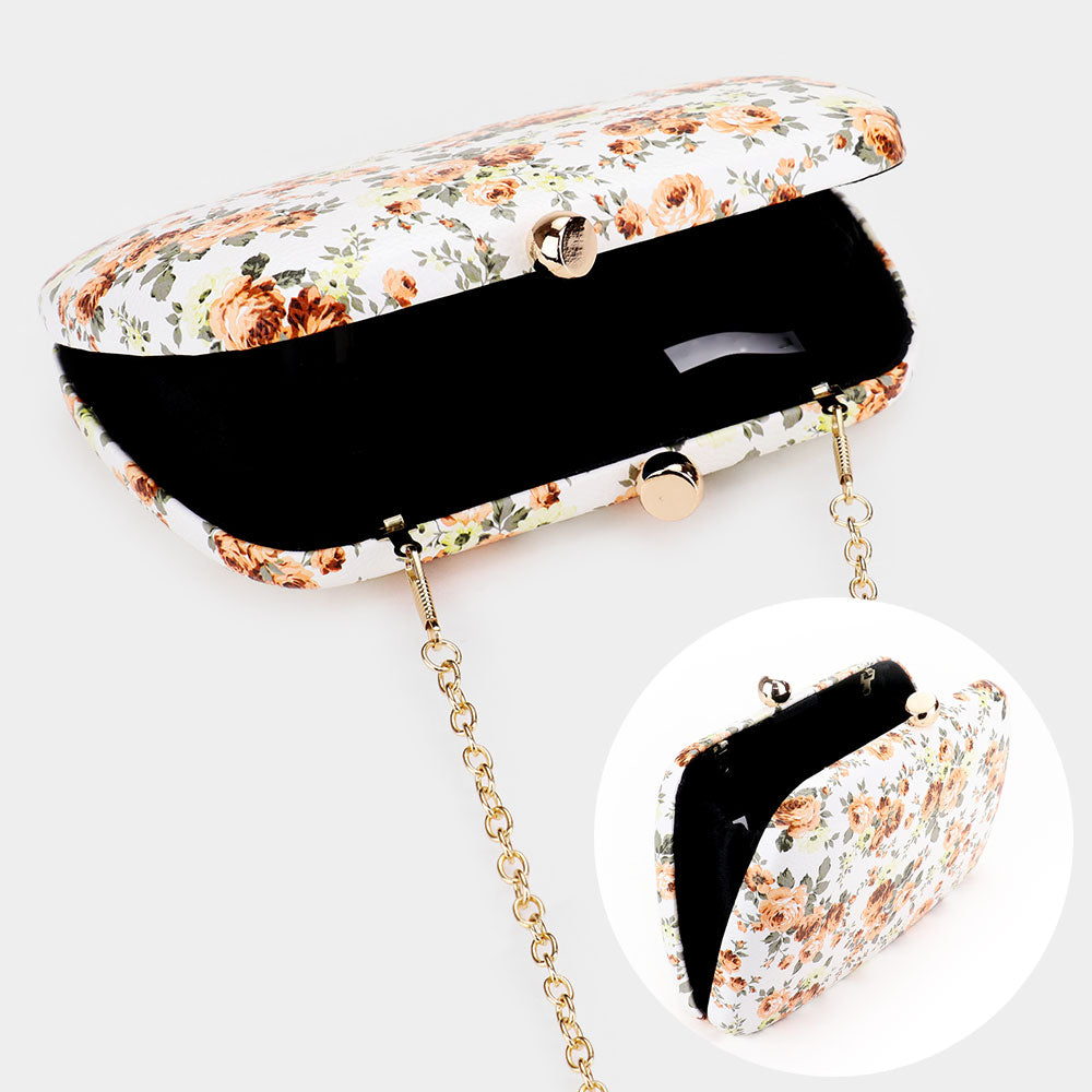 Madeline Love Peach Flower Pattern Faux Leather Clutch Bag - Bags & Wallets - desc