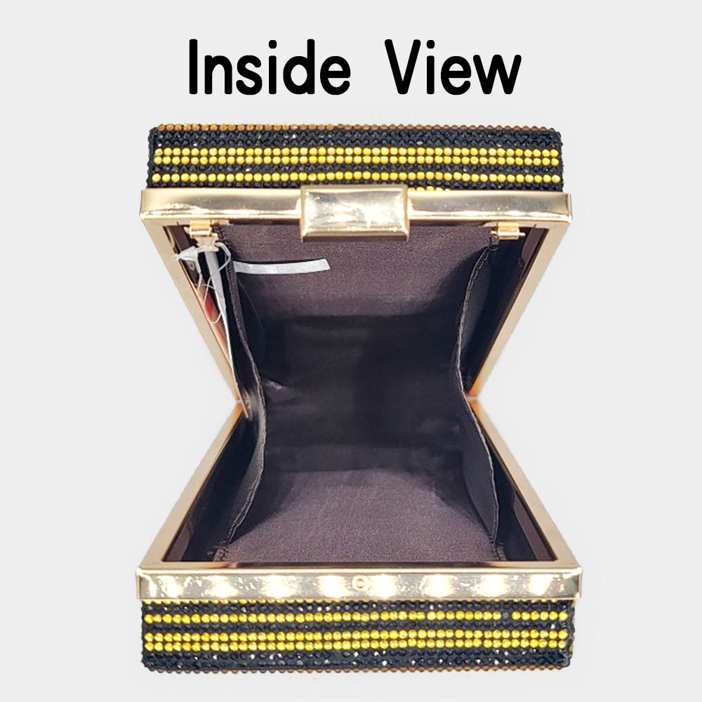 Madeline Love Gold Bling Dollar Sign Chocolate Vertical Clutch Bag - Bags & Wallets - desc