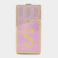 Madeline Love Pink Bling Dollar Sign Chocolate Vertical Clutch Bag - Bags & Wallets