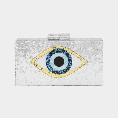 Madeline Love Silver Glittered Evil Eye Clutch Crossbody Bag - Bags & Wallets
