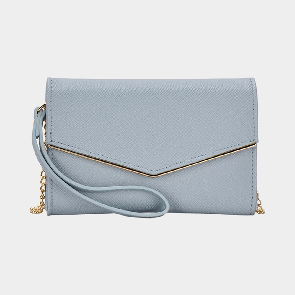 Madeline Love Blue Envelope Wallet on Chain Wristlet Clutch / Crossbody Bag - Bags & Wallets