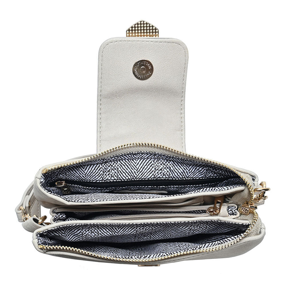 Madeline Love Ivory Belt Buckle Pointed Wristlet Clutch / Crossbody Bag - Bags & Wallets - extra