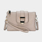 Madeline Love Taupe Belt Buckle Pointed Wristlet Clutch / Crossbody Bag - Bags & Wallets