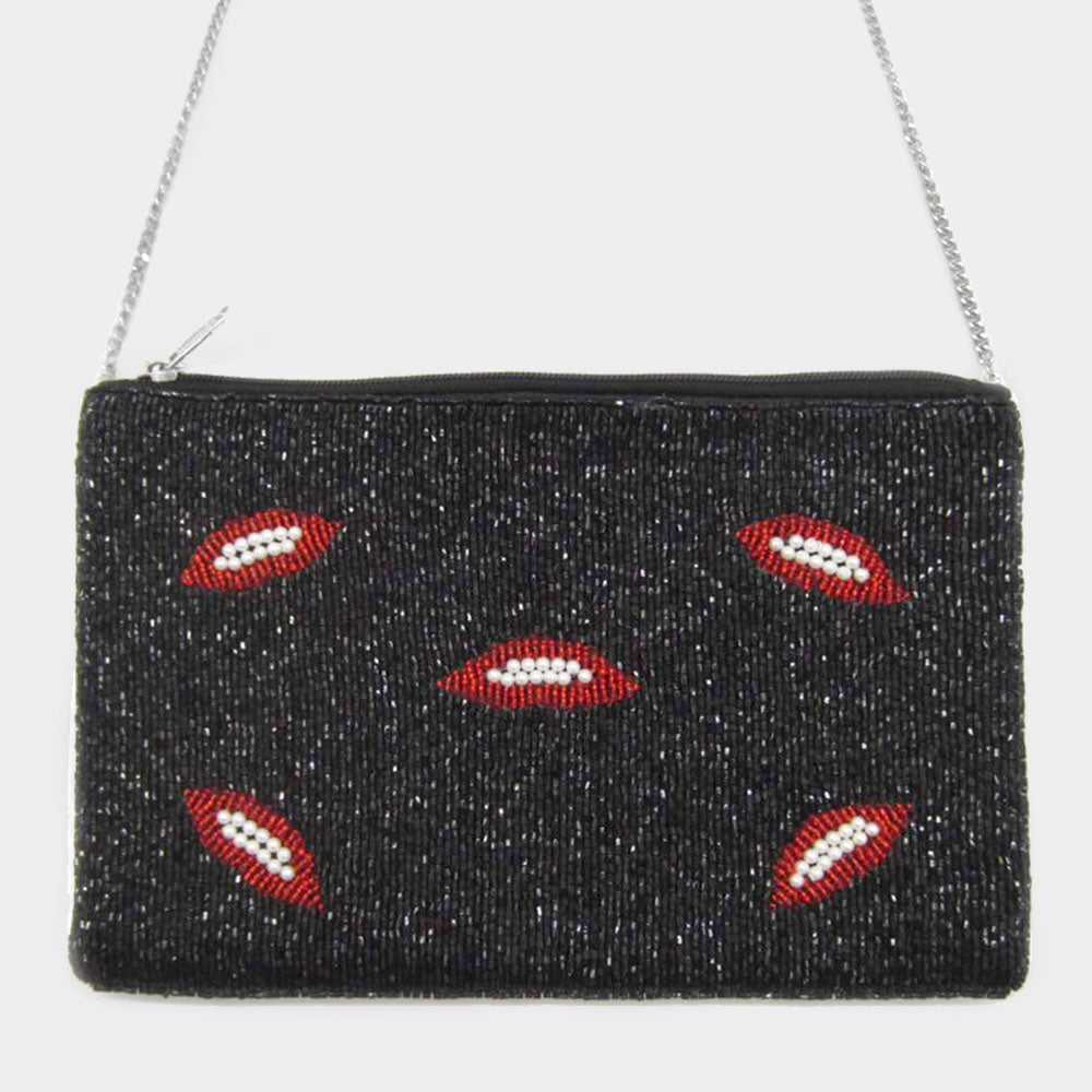 Madeline Love Black Lip Detail Crossbody / Clutch Bag - Bags & Wallets