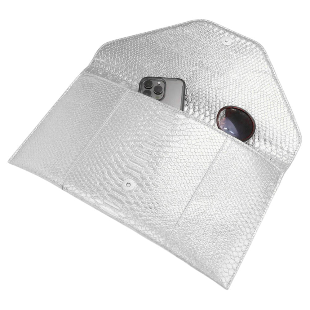 Madeline Love Silver Snake Skin Patterned Envelope Clutch / Shoulder Bag - Bags & Wallets - extra