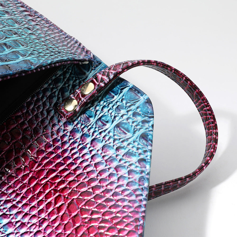 Madeline Love Gray Snake Skin Patterned Envelope Clutch / Shoulder Bag - Bags & Wallets - extra