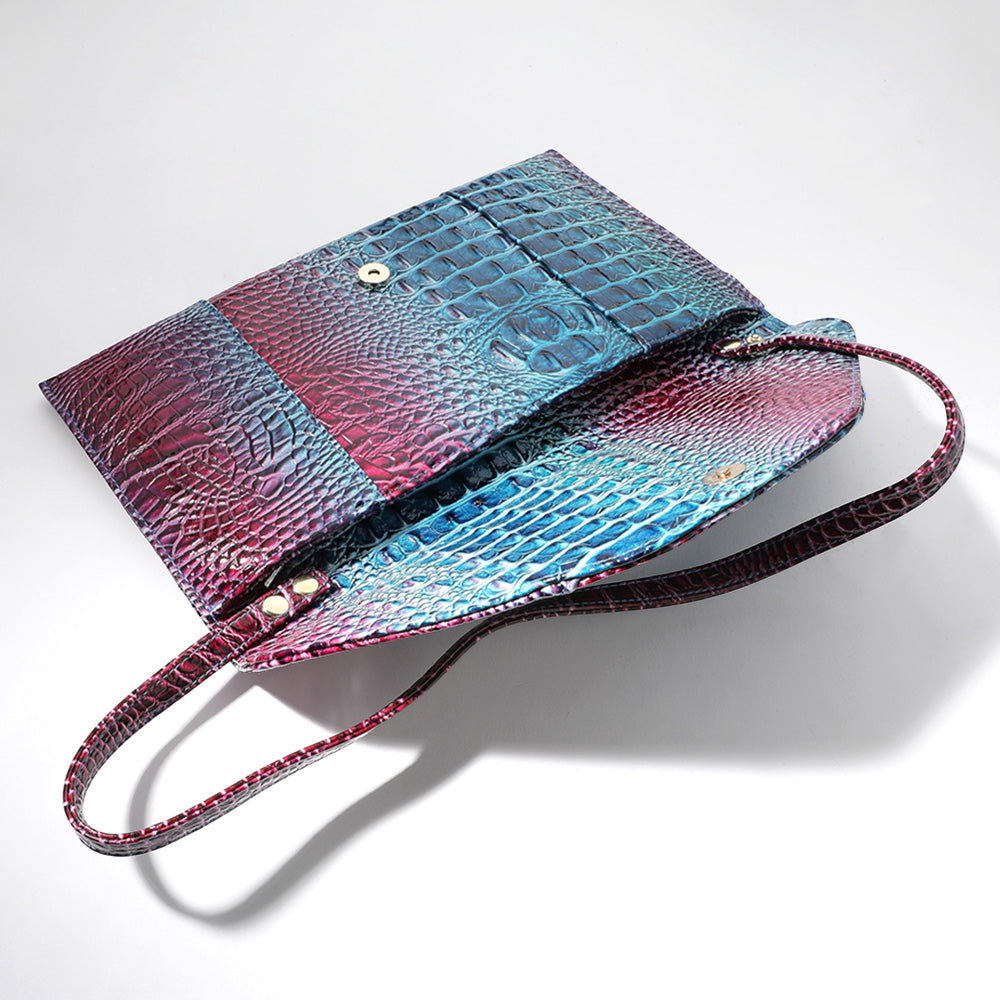 Madeline Love Ivory Snake Skin Patterned Envelope Clutch / Shoulder Bag - Bags & Wallets - extra