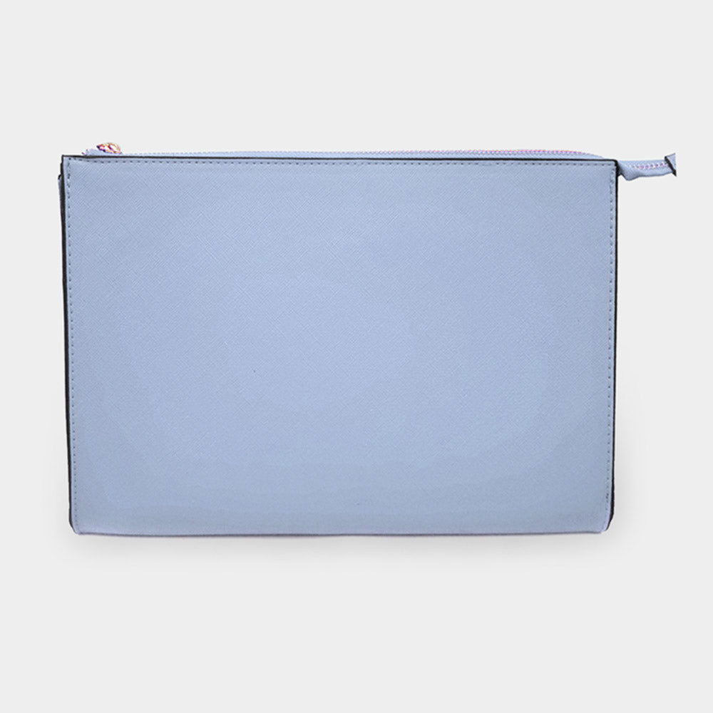 Madeline Love Blue Solid Faux Leather Clutch Bag - Bags & Wallets