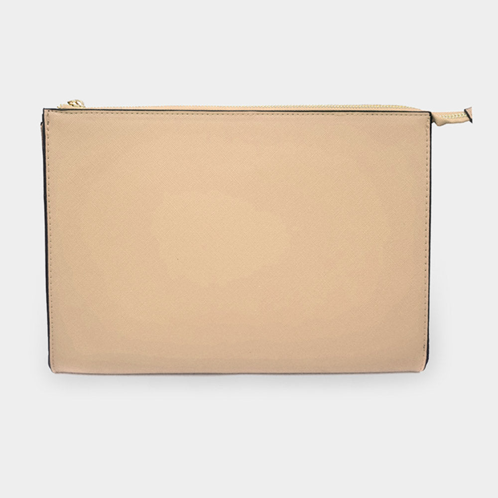 Madeline Love Gold Solid Faux Leather Clutch Bag - Bags & Wallets