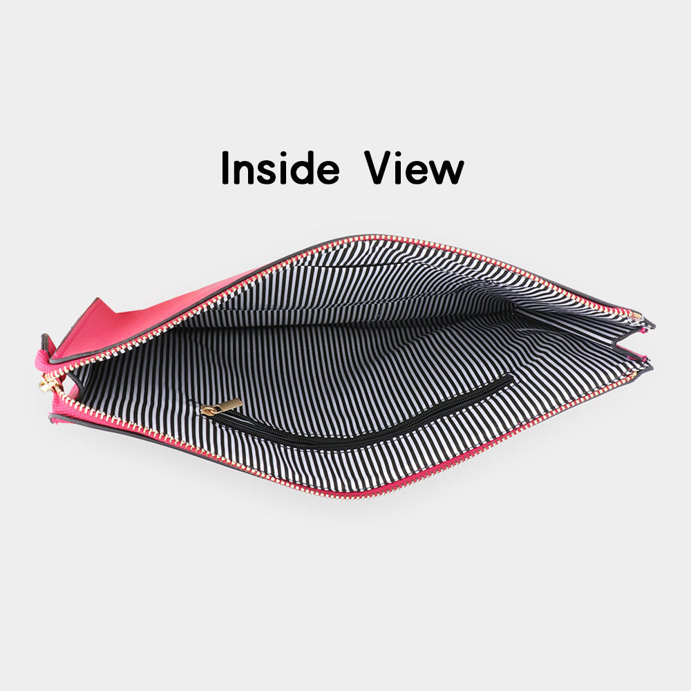 Madeline Love Fuchsia Solid Faux Leather Clutch Bag - Bags & Wallets - desc