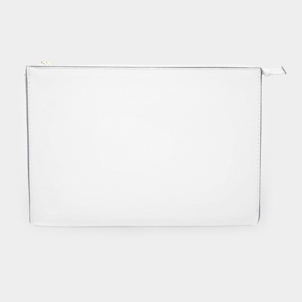 Madeline Love White Solid Faux Leather Clutch Bag - Bags & Wallets