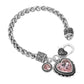 Madeline Love Antique Silver, Pink Heart Stone Charm Bracelet - Bracelets - desc