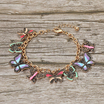 Madeline Love Antique Gold, Multi Multi Butterfly Charm Station Bracelet - Bracelets