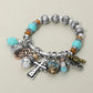 Madeline Love Three Tone Boho Cross Decorative Beads Charm Beaded Stretch Bracelet - Bracelets