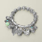 Madeline Love Silver Burnished Boho Heart Decorative Beads Charm Beaded Stretch Bracelet - Bracelets