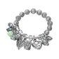 Madeline Love Silver Burnished Boho Heart Decorative Beads Charm Beaded Stretch Bracelet - Bracelets - desc