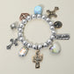 Madeline Love Three Tone Western Blessed Cactus Cowboy Boot Dice Cross Pearl Charm Beaded Stretch Bracelet - Bracelets