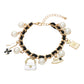 Madeline Love Black, Cream, Gold Fashion Pearl Charm Station Bracelet - Bracelets - desc