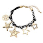 Madeline Love Black, Gold Star Charm Embellished Scarf Fabric Chain Bracelet - Bracelets - desc