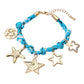 Madeline Love Blue, Gold Star Charm Embellished Scarf Fabric Chain Bracelet - Bracelets - desc